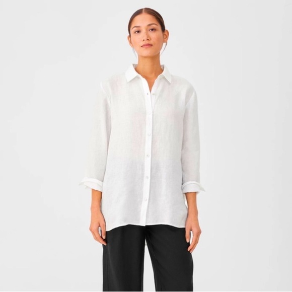 Eileen Fisher Tops - NEW Eileen Fisher Organic Handkerchief Linen White Shirt